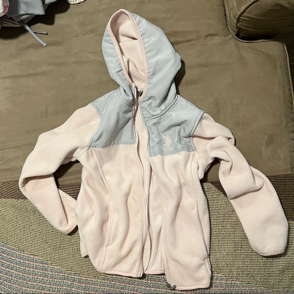US Polo Association girls 7/8 fleece jacket with hood
